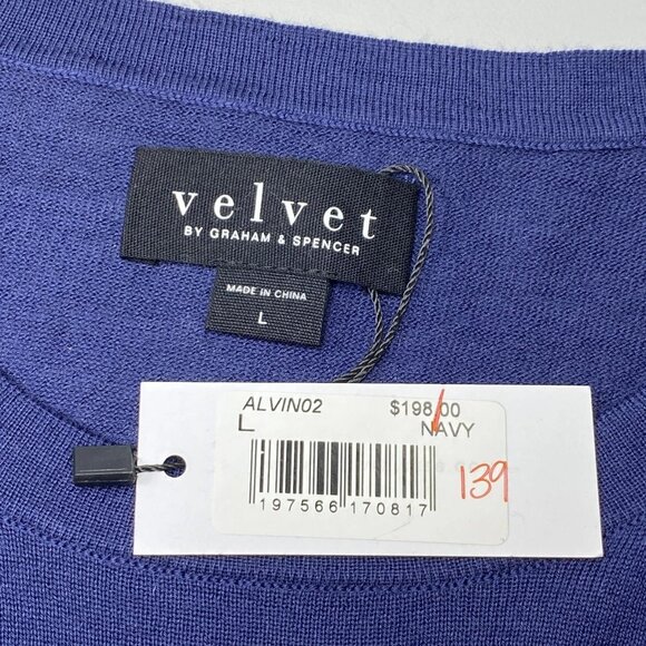Velvet by Graham & Spencer Men’s Alvin Lightweight Cashmere/Wool Crewneck Size L - Picture 2 of 8